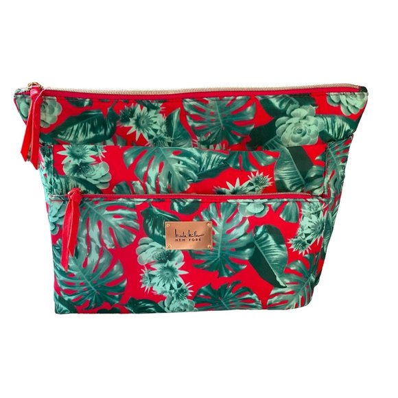 Nicole Miller New York Palm Tree Toiletry Bag Large Travel Bag 4 Compartments - Picture 1 of 13